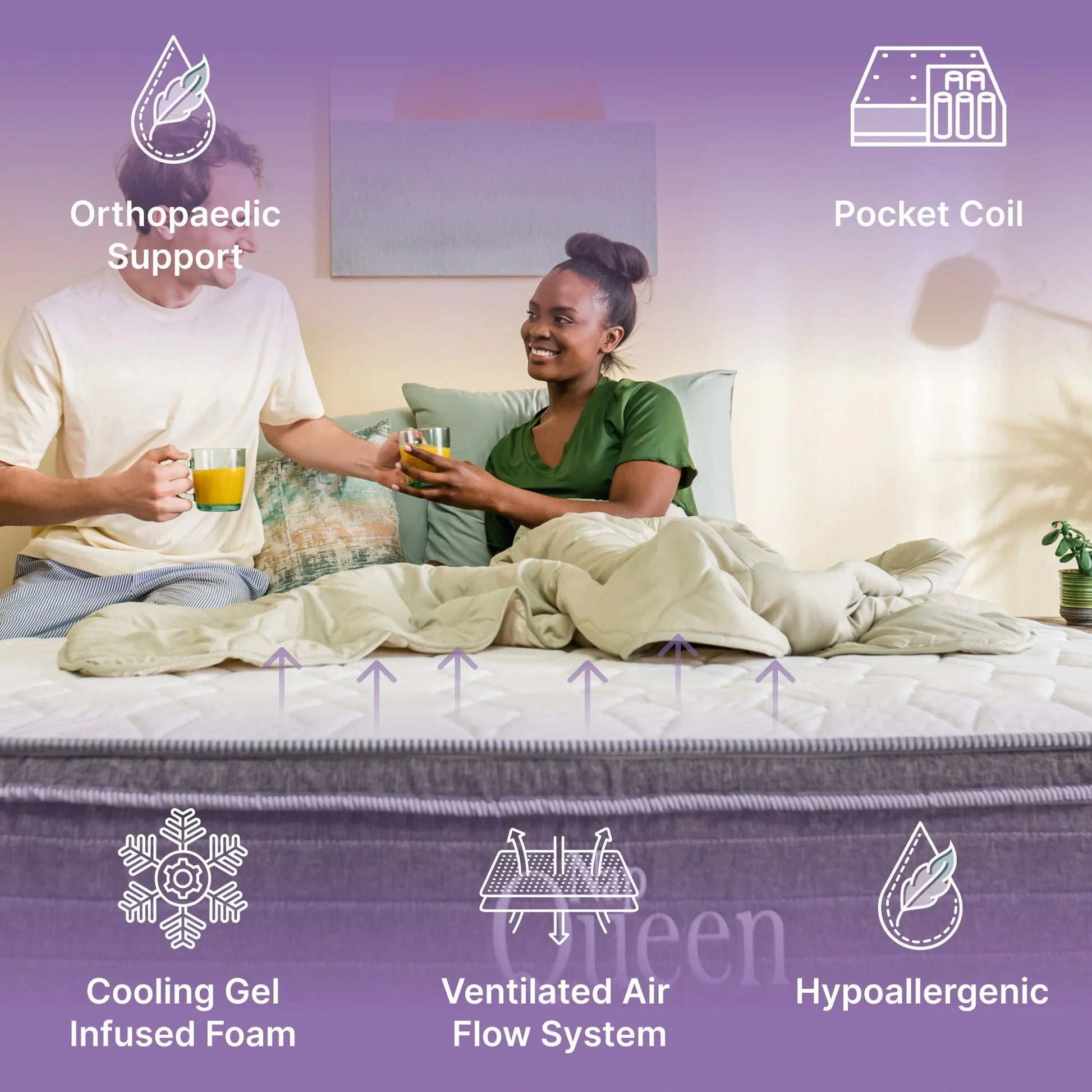 NapQueen Victoria 10" Medium Firm, Hybrid of Cooling Gel Infused Memory Foam and Pocket Spring Mattress, Queen Size