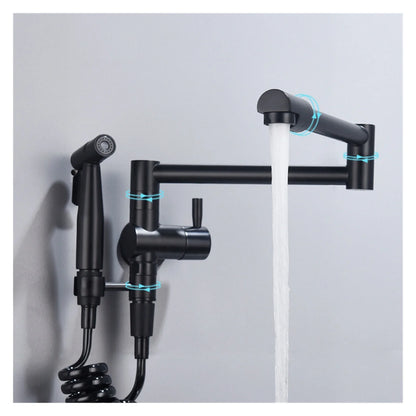 Pot Filler Tap Wall Mounted Foldable Kitchen Faucet With Bidet Sprayer Cold Bidet Faucet Sink Tap Rotate Folding Spout ,Effortless Installation