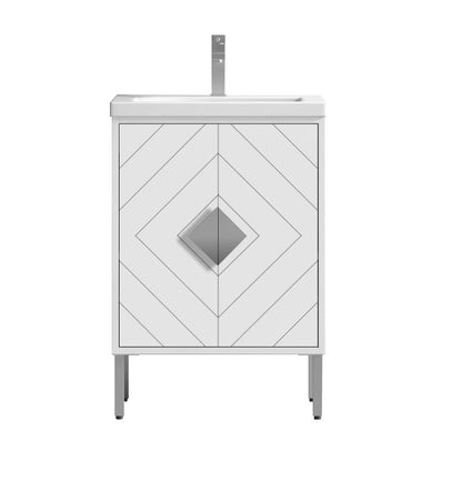 Tennant Brand 24" Modern White Bathroom Vanity with White Acrylic Top