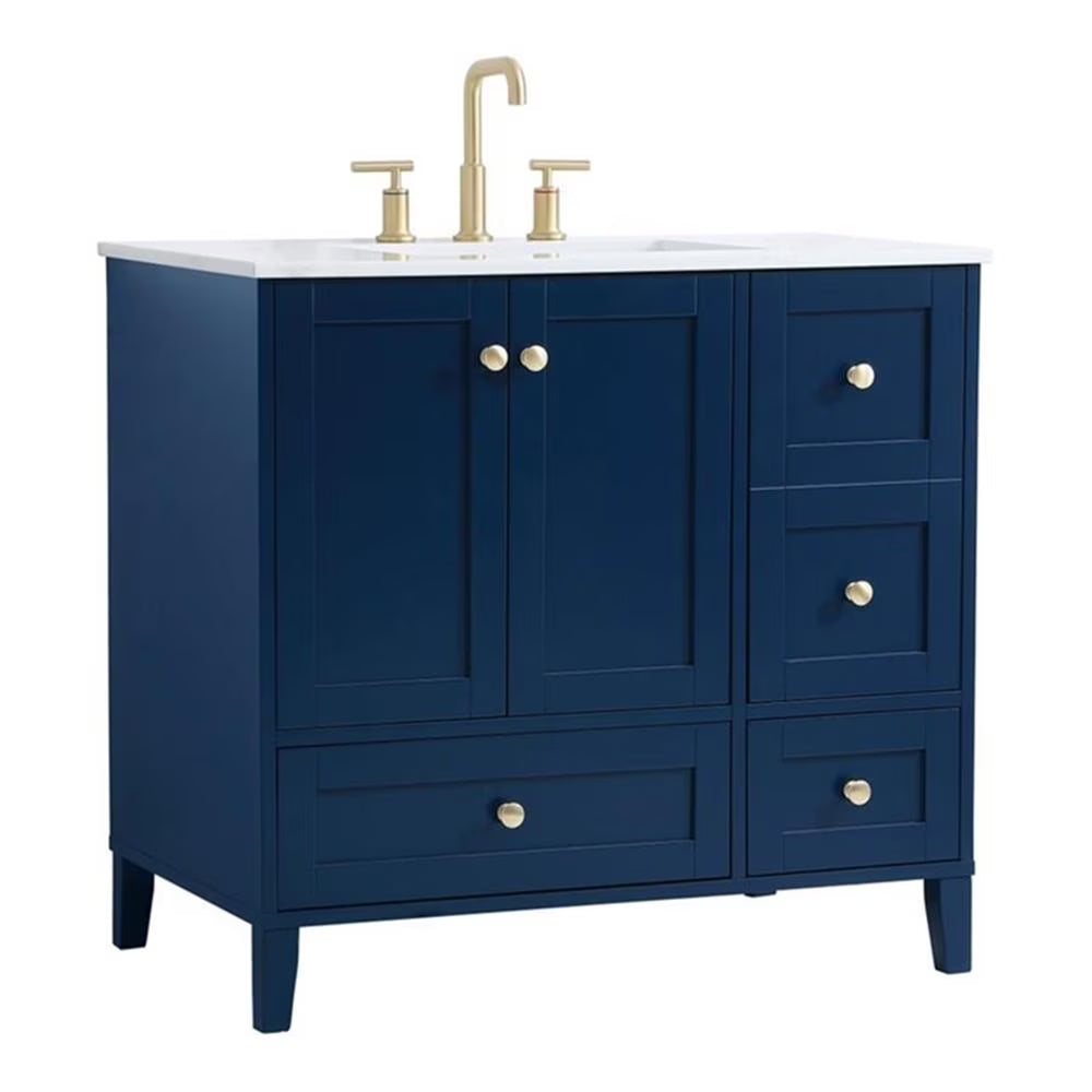 Elegant Decor Sommerville 36" Single Quartz Top Bathroom Vanity in Gray