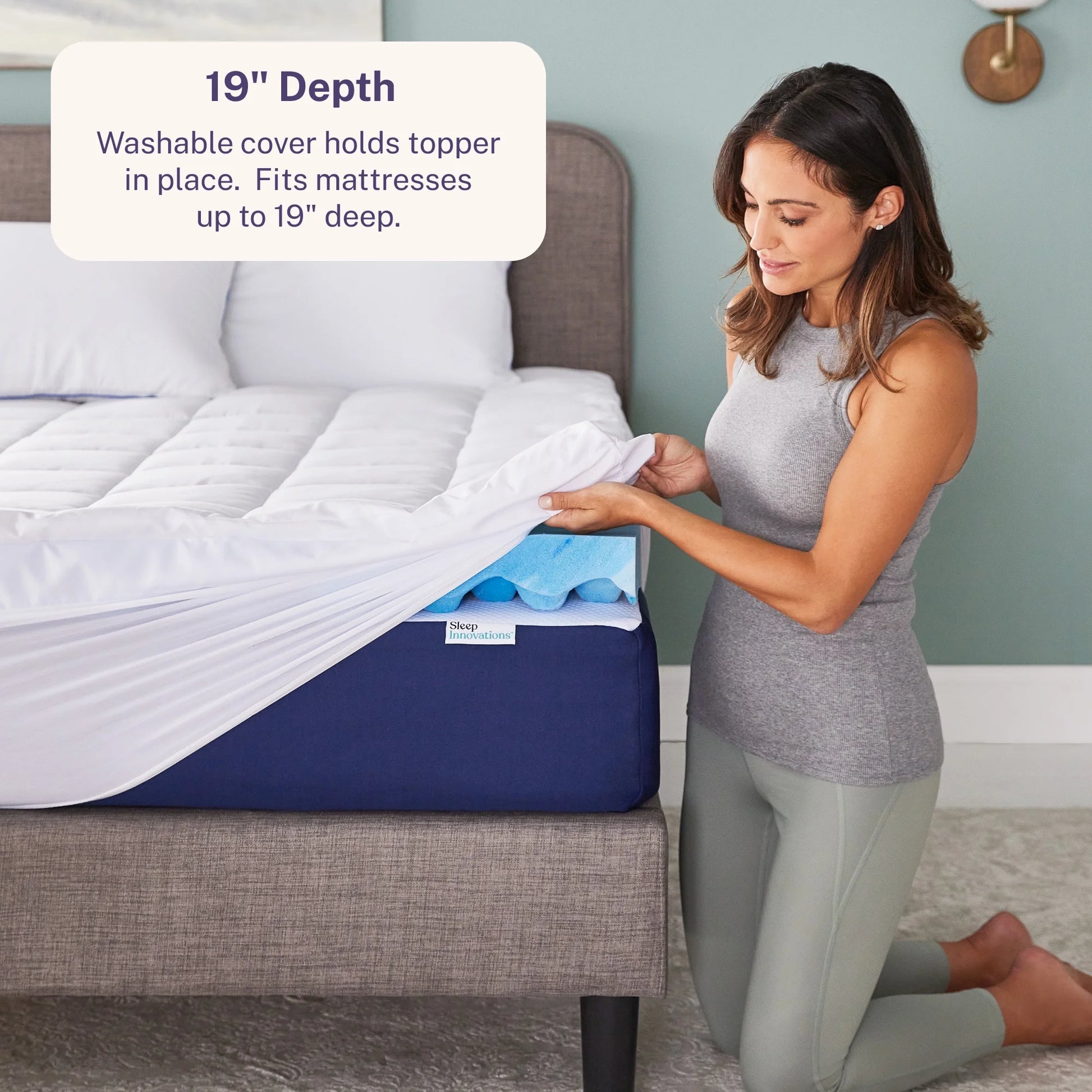Sleep Innovations Memory Foam Mattress Topper, Queen, 4 Inch, Gel Dual Layer Plush