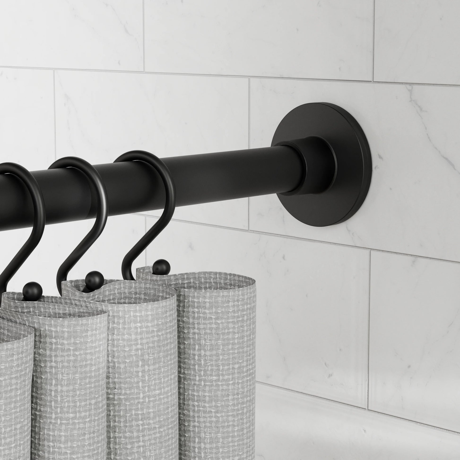 (4 pack) Better Homes & Gardens Rustproof 43°?- 72°?Modern Adjustable Tension Shower Curtain Rod, Matte Black