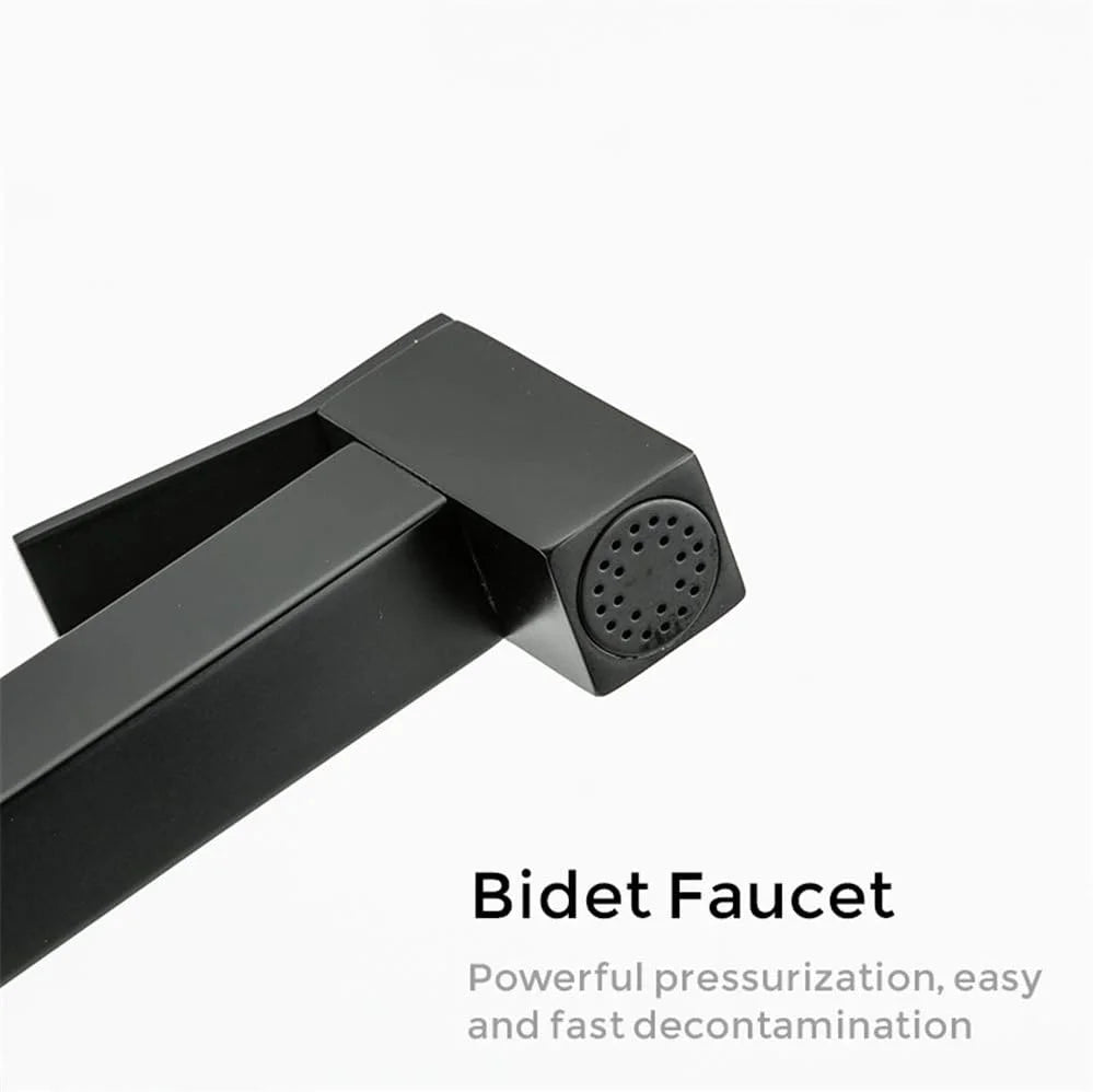 Bidet Toilet Faucet, Solid Brass Bidet Faucet Muslim Ducha Hygienic Shower, Matte Black Hot and Cold Water Mixer Tap