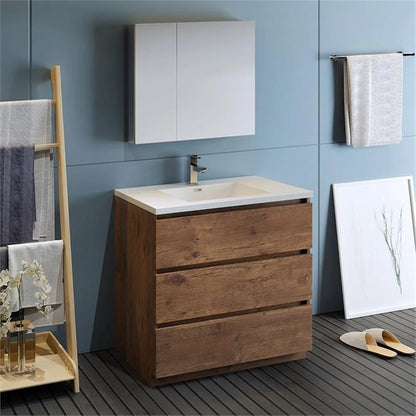 Fresca Lazzaro 36" Rosewood Free Standing Modern Bathroom Vanity w/Medicine Cabinet