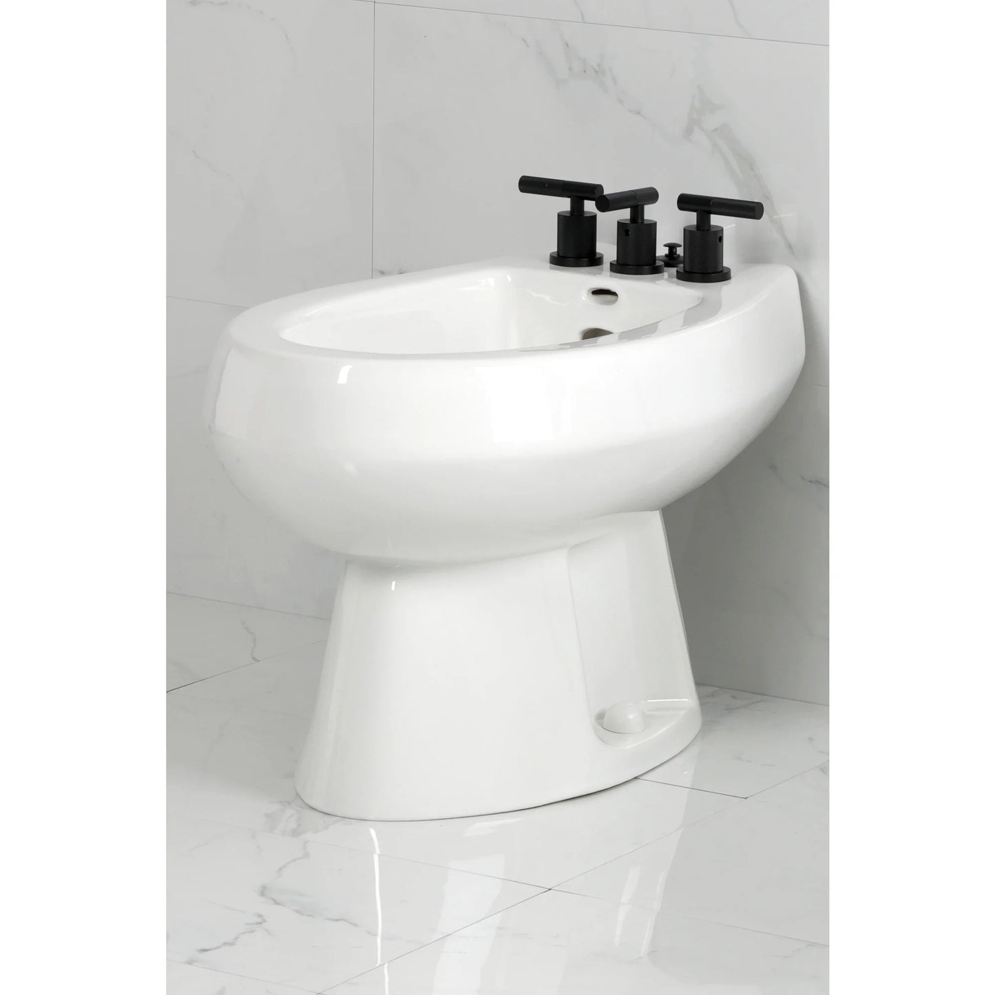 Kingston Brass KB6320KNL Convergent Three-Handle Bidet Faucet with Knurled Handle and Brass Pop-Up, Matte Black