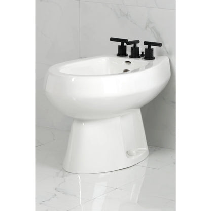 Kingston Brass KB6320KNL Convergent Three-Handle Bidet Faucet with Knurled Handle and Brass Pop-Up, Matte Black