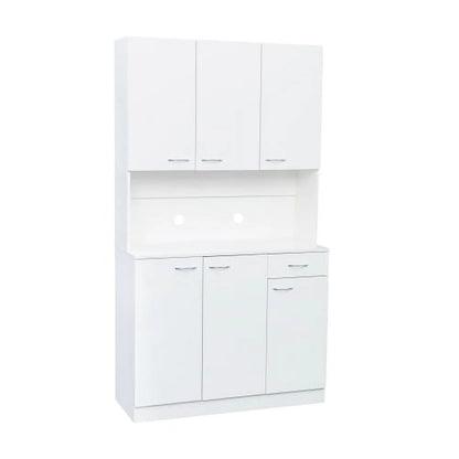 71" Tall Kitchen Storage Cabinet, Freestanding Kitchen Pantry Cabinet Cupboard with 6 Doors, 1 Open Shelf and 1 Drawer, Wood Storage Wardrobe, Organization Cabinet for Bedroom Kitchen Living Room