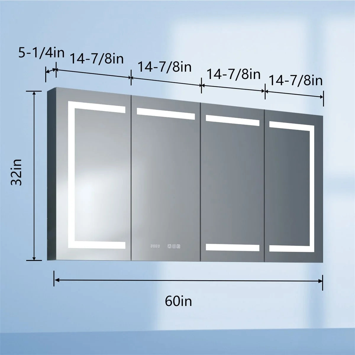 ExBrite LED Lighted Bathroom Medicine Cabinet with Mirror Recessed or Surface led Medicine Cabinet 48"x 32"
