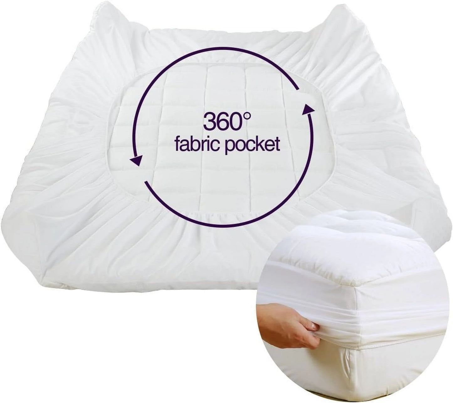 Twin Size- 1 Piece 800 GSM Down Alternative 3 Inch Thick Upto 15" Deep Pocket Fitted Mattress Topper Protector Extra Soft Comfortable Sleep for All Season- Twin(39X75 Inche), White