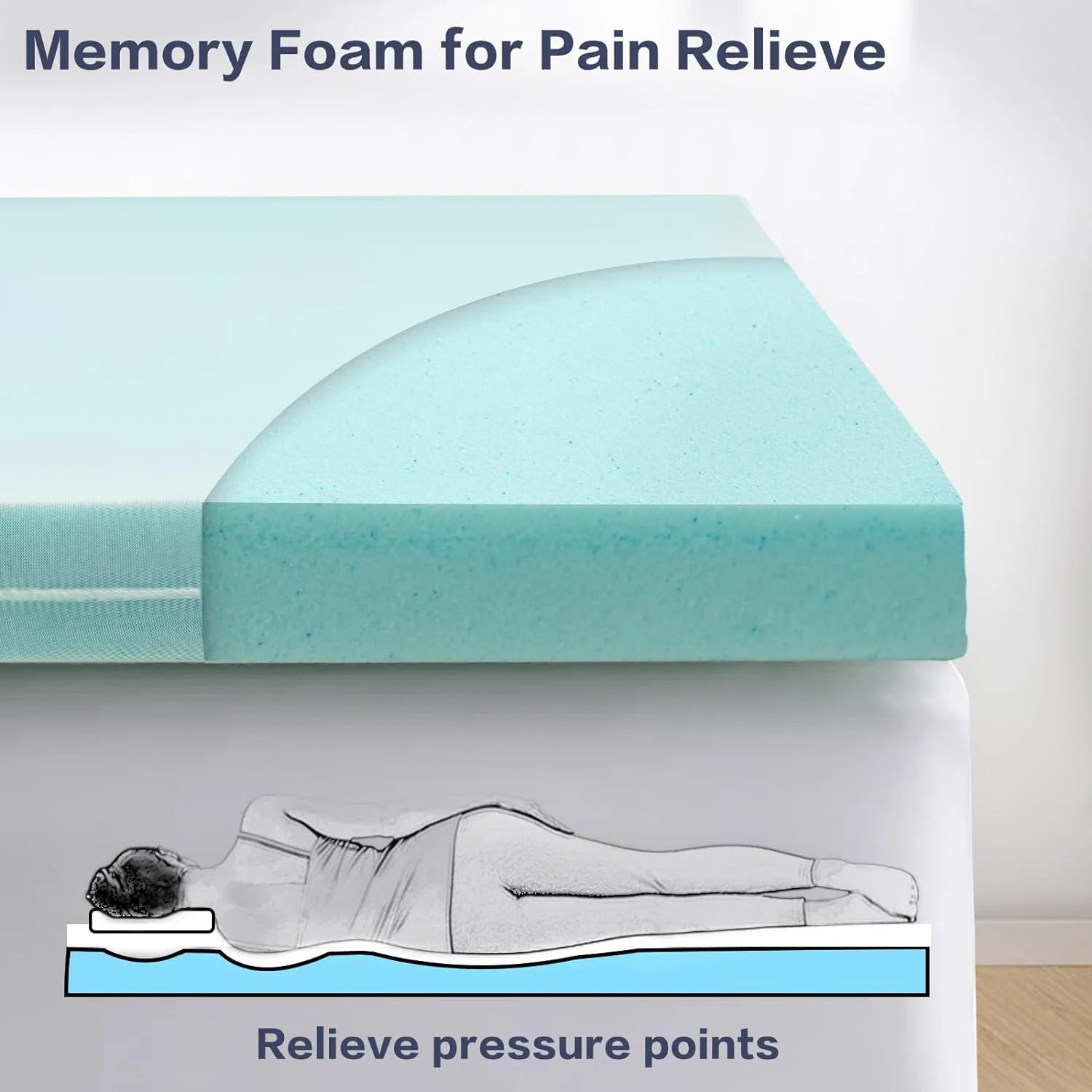 EMONIA 4 Inch Dual Layer Memory Foam Mattress Topper Queen, 2 Inch Cooling Gel Memory Foam Plus 2 Inch 100% 400TC Soft Extra Thick Mattress Pad Pillow Top Cover with 8-21" Deep Pocket for Back Pain