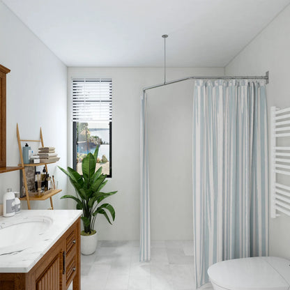 Naiture Stainless Steel 18-1/2" X 26" X 18-1/2" Neo-Angle Shower Curtain Rod with Ceiling Support, Brushed Nickel Finish