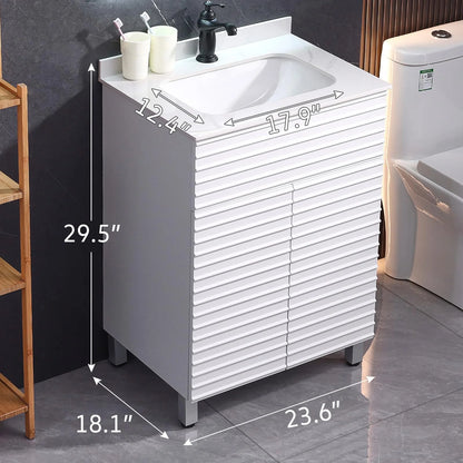 PROHIKER 29.1" Bathroom Vanity with Sink, Modern Bathroom Vanity Cabinet, Freestanding Bathroom Sink Cabinet with 1 Soft-Close Door and Metal Handle