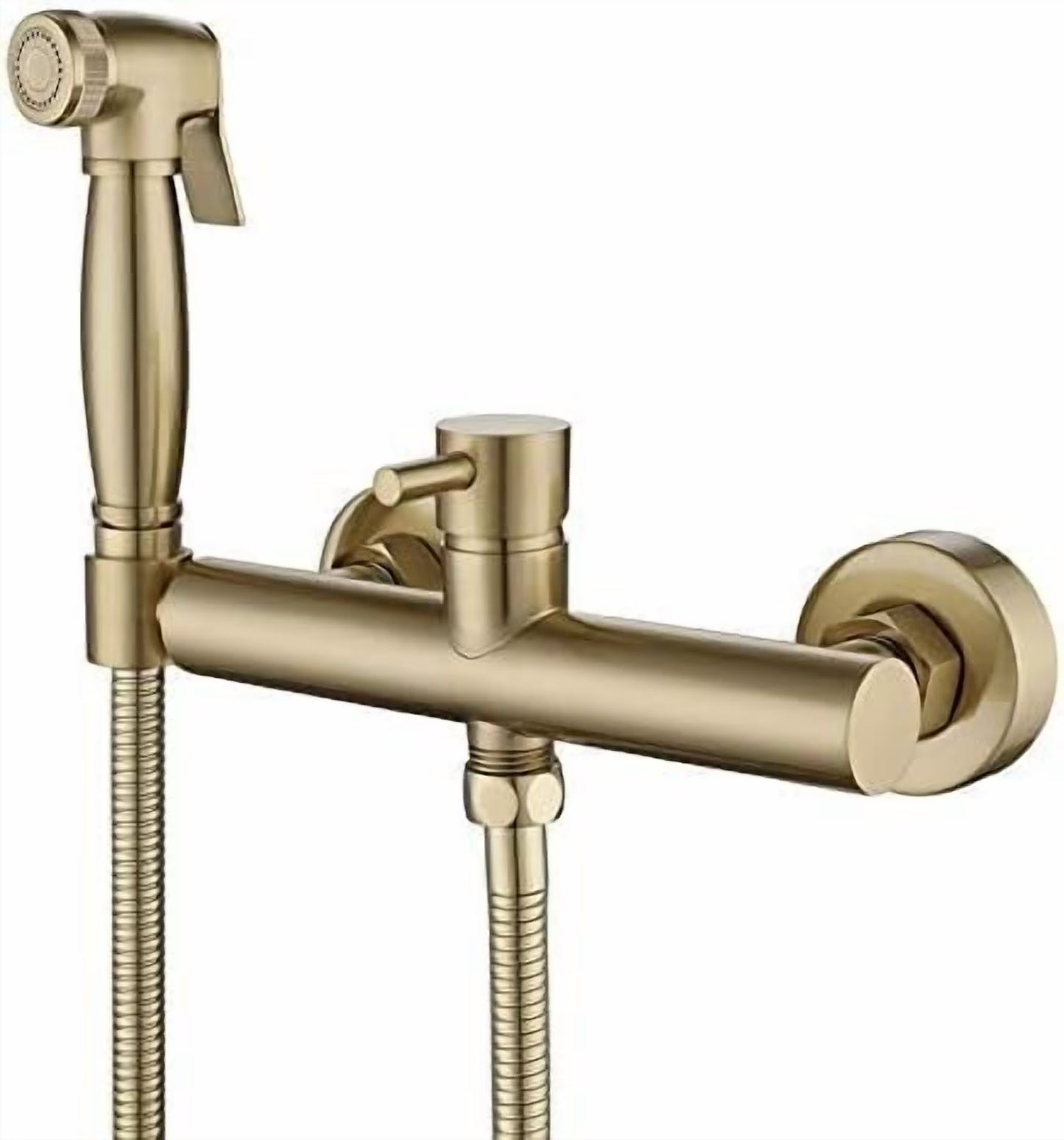 Bidet Faucet Shattaf, Brushed Solid Brass Toilet Bidet Sprayer Set, Hot and Cold Hygienic Bidet Tap,15cm Hole Distance
