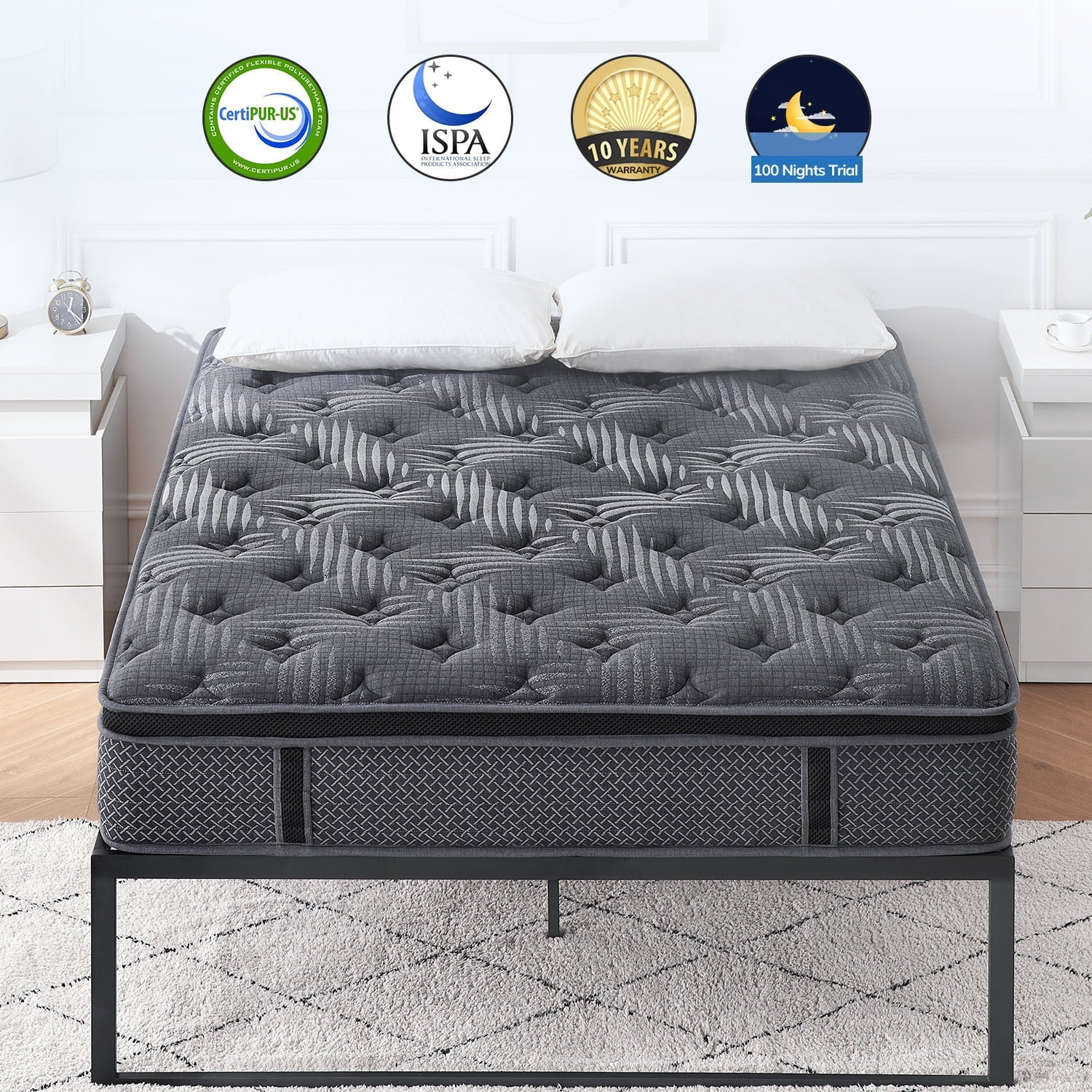 Behost 10" Queen Mattress,CertiPUR-US Certified Memory Foam Pocket Spring Mattress, Queen Mattress in a Box