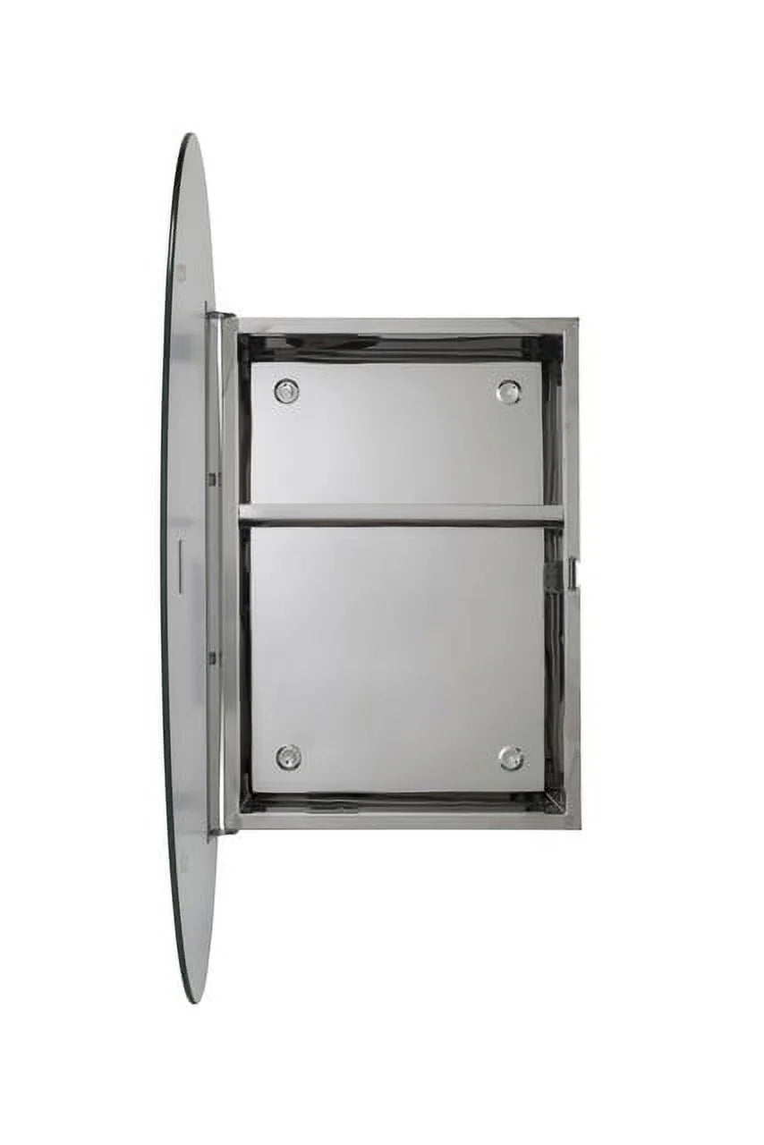 Croydex Tay Oval Stainless Steel Mirror Cabinet, Bathroom Medicine Cabinet (18x26in)