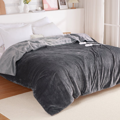 GAOMON Electric Heated Blanket King Size with Dual Control - Sherpa Throw Blanket with 4 Fast Heating Levels & 10 Hours Auto Off, Machine Washable, ETL Certified, Gray