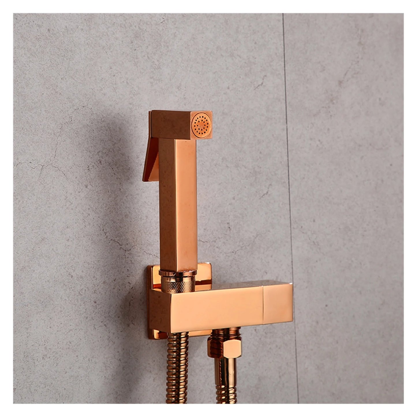 Hand Held Bidet Sprayer Douche Toilet Kit Bidet Faucet Rose Gold Square Shattaf Shower Head Copper Valve Set Jet Bidet Faucet