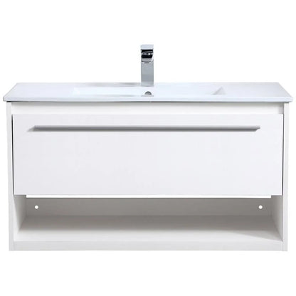 Elegant Kitchen and Bath 36 Inch Single Bathroom Floating Vanity In White