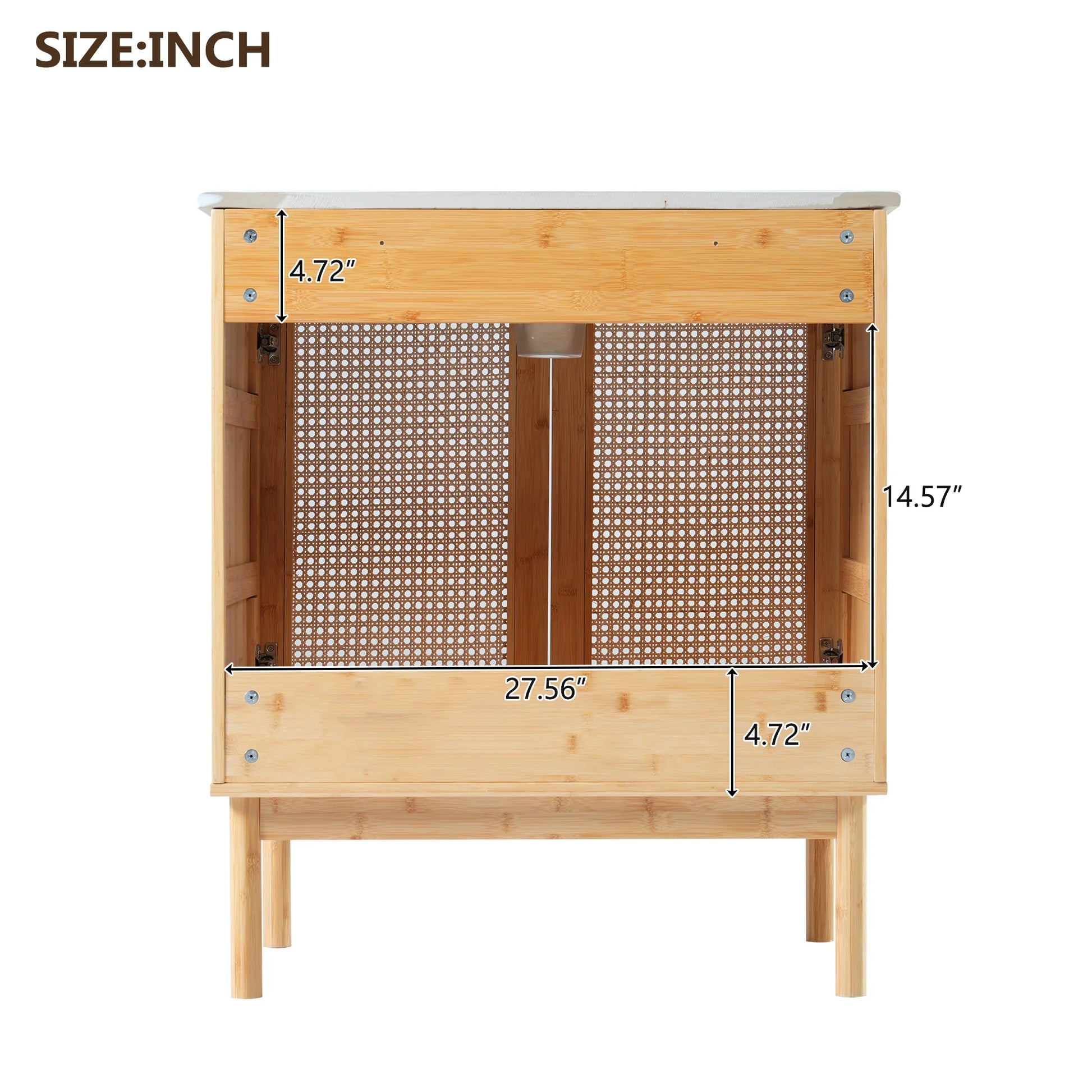 Harper & Bright Designs 30" Rattan Bathroom Vanity Combo with Ceramic Sink, Bathroom Vanity Cabinet with Soft Close Doors, Wood