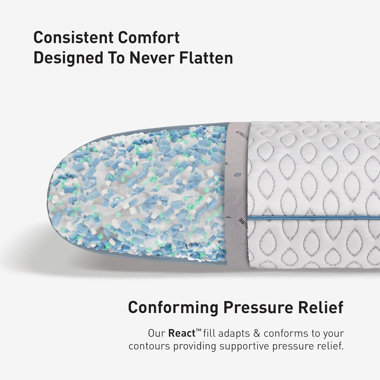 Bedgear Frost Performance Pillow - Size 3.0 - Cooling Bed Pillow for Hot Sleepers - Medium Firmness Pillow for All Sleep Positions, Hypoallergenic, Washable & Removable Cover