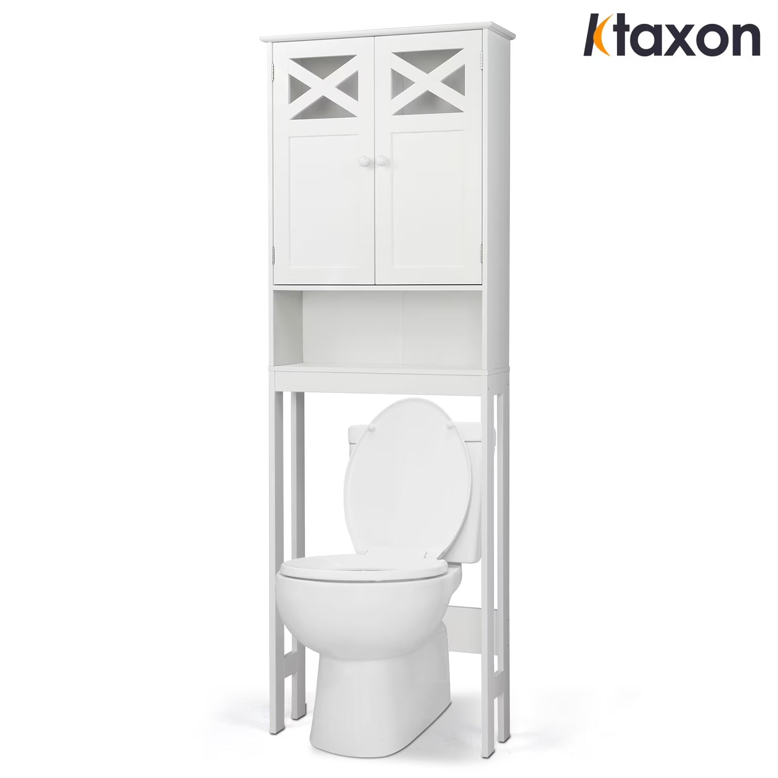 Ktaxon Over the Toilet Storage, Bathroom Storage Cabinet Organizer with Adjustable Shelf Double Doors, White
