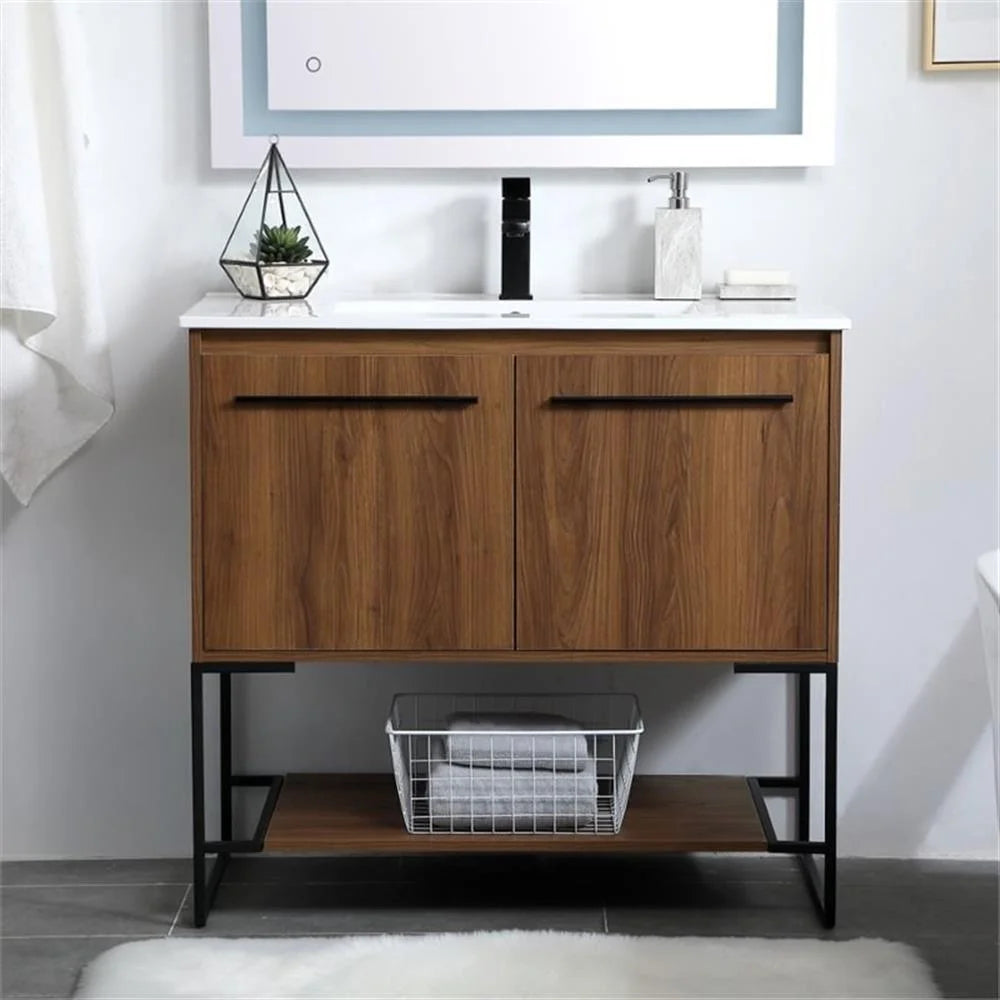 Elegant Kitchen and Bath 36 Inch Single Bathroom Vanity In Walnut Brown