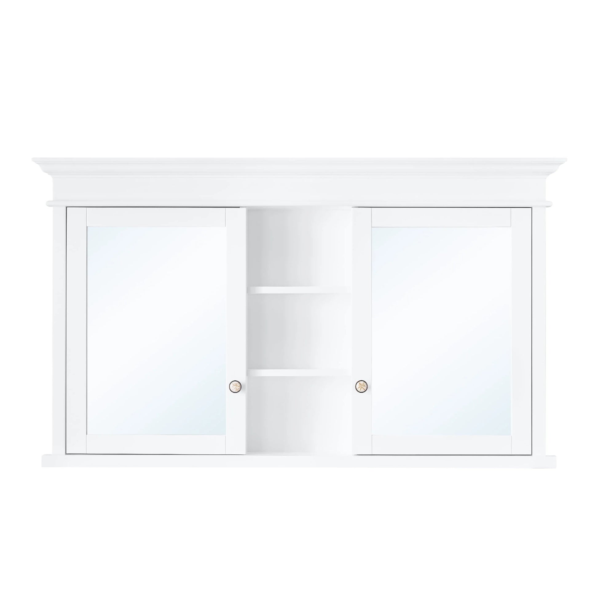 FORCLOVER 55"x 32" Bathroom Medicine Cabinet with 6 Adjustable Shelves, Recessed Mount Wooden Medicine Cabinet Storage with Mirrors and Soft-Close Door, White
