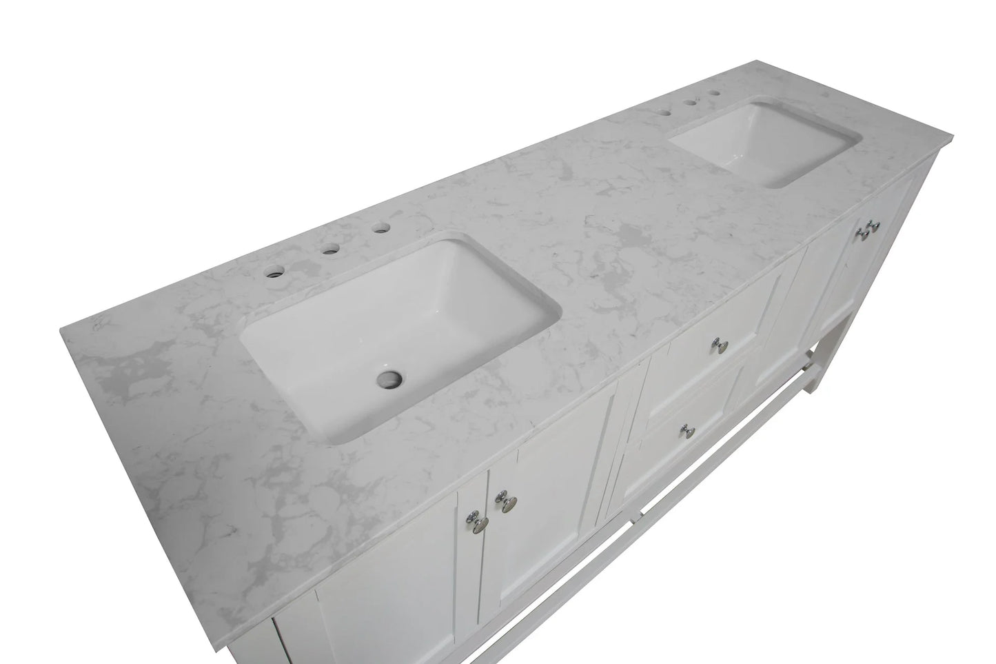Lakeshore 72" Double Bathroom Vanity with White Cabinet and Engineered Carrara Top