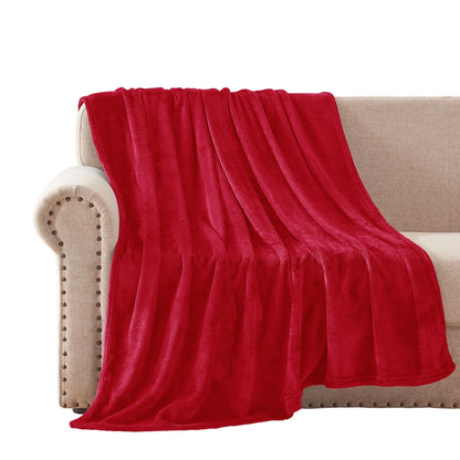 Exclusivo Mezcla Fleece Throw Blanket for Couch/Sofa/Bed,Plush Soft Blankets and Throws,Lightweight and Cozy-50" x 60" (Red)