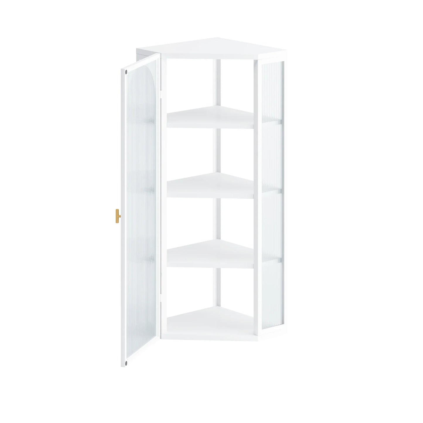 Wall Mounted Storage Cabinet In White, Minimalist Design For Home, Four Shelves, Bedroom To Kitchen Bathroom White Storage, Modern Minimalist, With