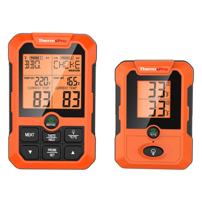 ThermoPro TP810W Wireless Meat Thermometer of 500FT, Dual Probe Meat Thermometer for Smoker Oven, Grill Thermometer with Dual Probes, Smart Rechargeable BBQ Thermometer for Cooking Turkey Fish Beef