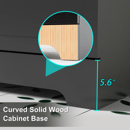 Eclife 48-Inch Mid-Century Modern Green Double Sink Bathroom Vanity with Resin Countertop