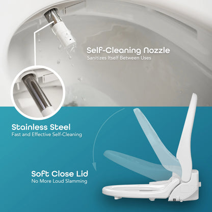 BidetMate 1000 Series Japanese Toilet Seat with Heated Bidet & Control Panel, Elongated