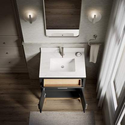 Tio Bathroom Vanity Cabinet with Sink and Quartz Top in Gray